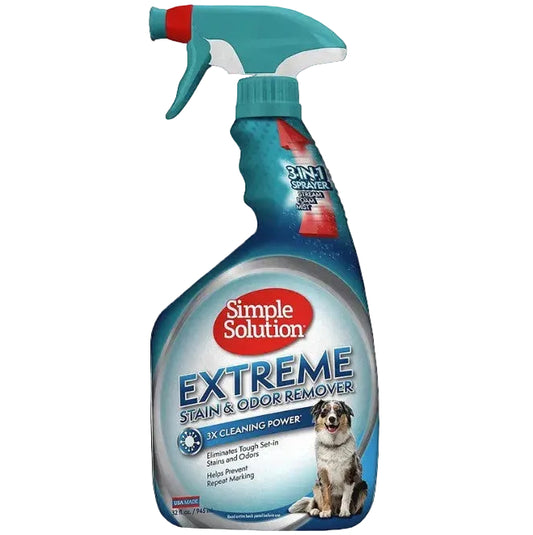 Bottle of Simple Solution Extreme Stain & Odor Remover on a white background